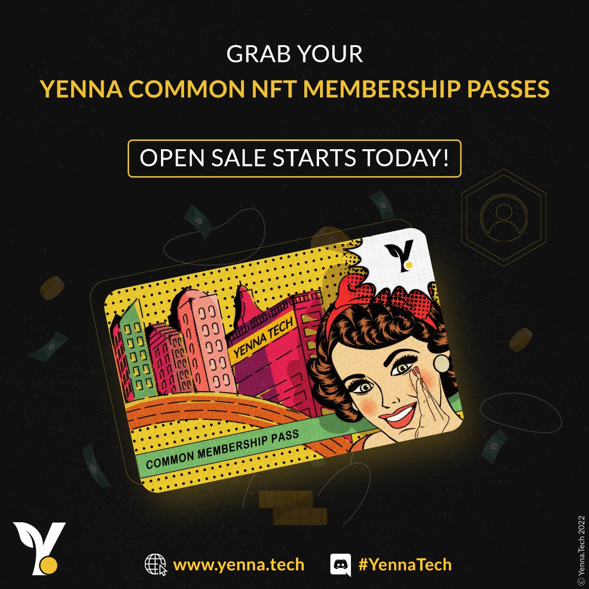 Grab your #Yenna Common NFT Membership passes | Open Sale Starts Today!!
 bit.ly/3AROTSK
#IOTA #SOONAVERSE