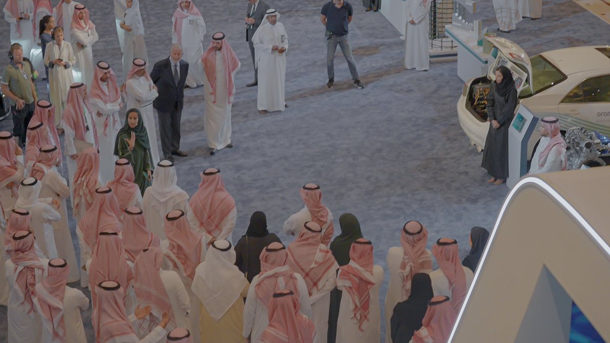 MoEnergy_Saudi's tweet photo. The KSA Green Transition Journey Exhibition showcases the Saudi and Middle East Green Initiatives, launched by HRH Crown Prince, the Circular Carbon Economy and the Kingdom’s key sustainability trends. https://t.co/joOauiWwjz