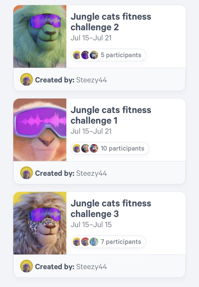 Our most recent jungle cats fitness challenge HAS STARTED. What better way to handle a bear market than to GET FIT? LFGROAR!! Can’t wait for the next week with my fellow jungle cats. #solana $SOL #DAO