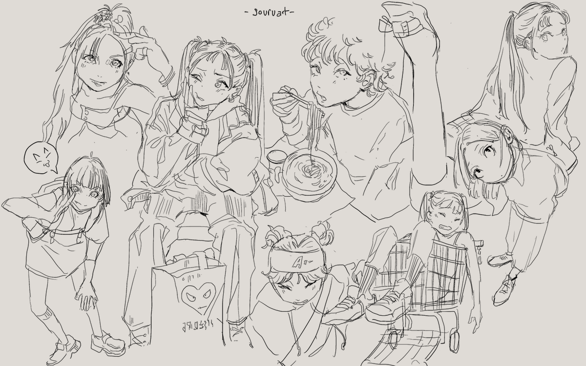 #sketch  of today💙It's hot, drink some water please 💦💦 I know artist will draw 6 hours without any sip so I'm worrying for yall here lmao