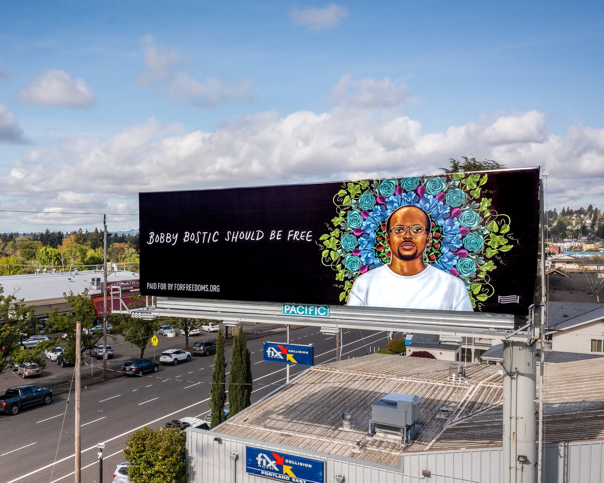 forfreedoms's tweet photo. 🌿 BOBBY BOSTIC SHOULD BE FREE 🌿

Billboard by @TanyaAuthor and @shyamagolden in Portland, Oregon for #AnotherJustice: By Any Medium Necessary. Learn more at https://t.co/56RJ1U4YfV https://t.co/83FW27cBTp