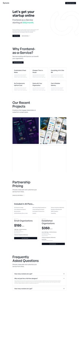 shaunchander's tweet photo. I just started building our MVP website for #Syncore!

Much like the websites we'll build for our clients, we're using Astro, Svelte, and WindiCSS to build a super-fast and sleek landing page.

Let me know what you think about our WIP design 👀

#buildinpublic https://t.co/qdzD39JwXJ