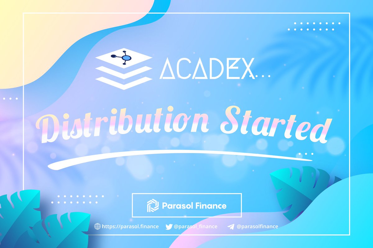 parasol_build's tweet photo. 📢 For those who invested in @acadexnetwork, the distribution started. 

🎉 You received the first batch of 30% of your token. 

🟢 Check your wallet! https://t.co/jEtlVjfBNO