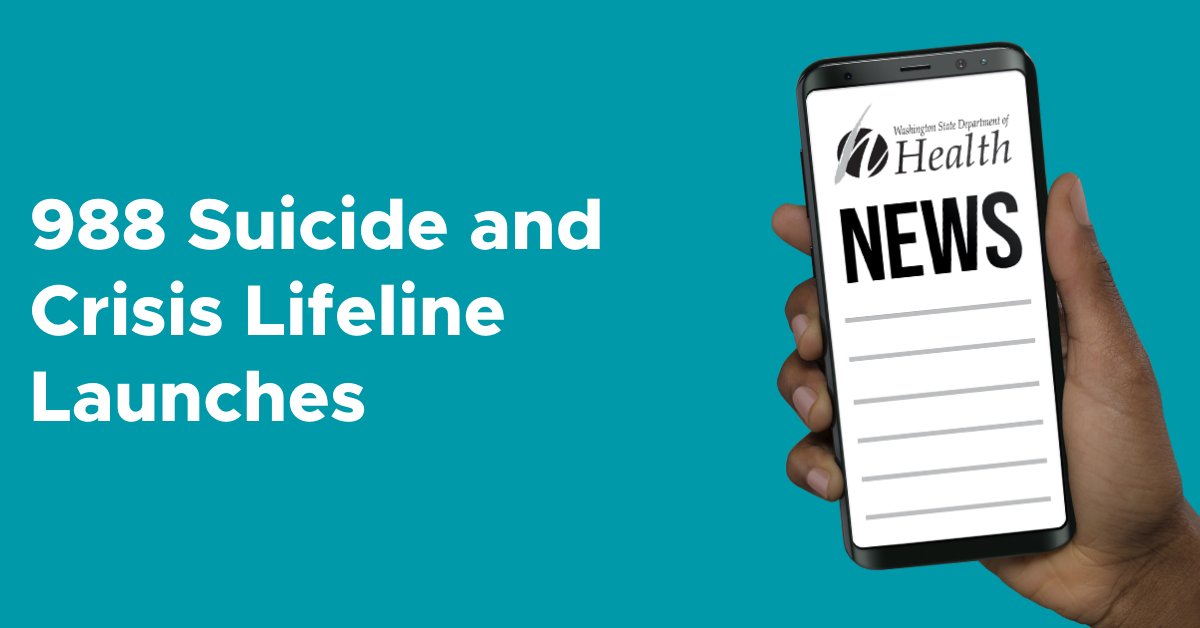 WADeptHealth's tweet photo. 988 is the new, nationwide, three-digit dialing code for the Suicide and Crisis Lifeline. It connects people via call, text, or chat, to the existing NSPL where compassionate, accessible care and support are available for anyone experiencing mental health-related distress. #988 https://t.co/py3QldBGsV