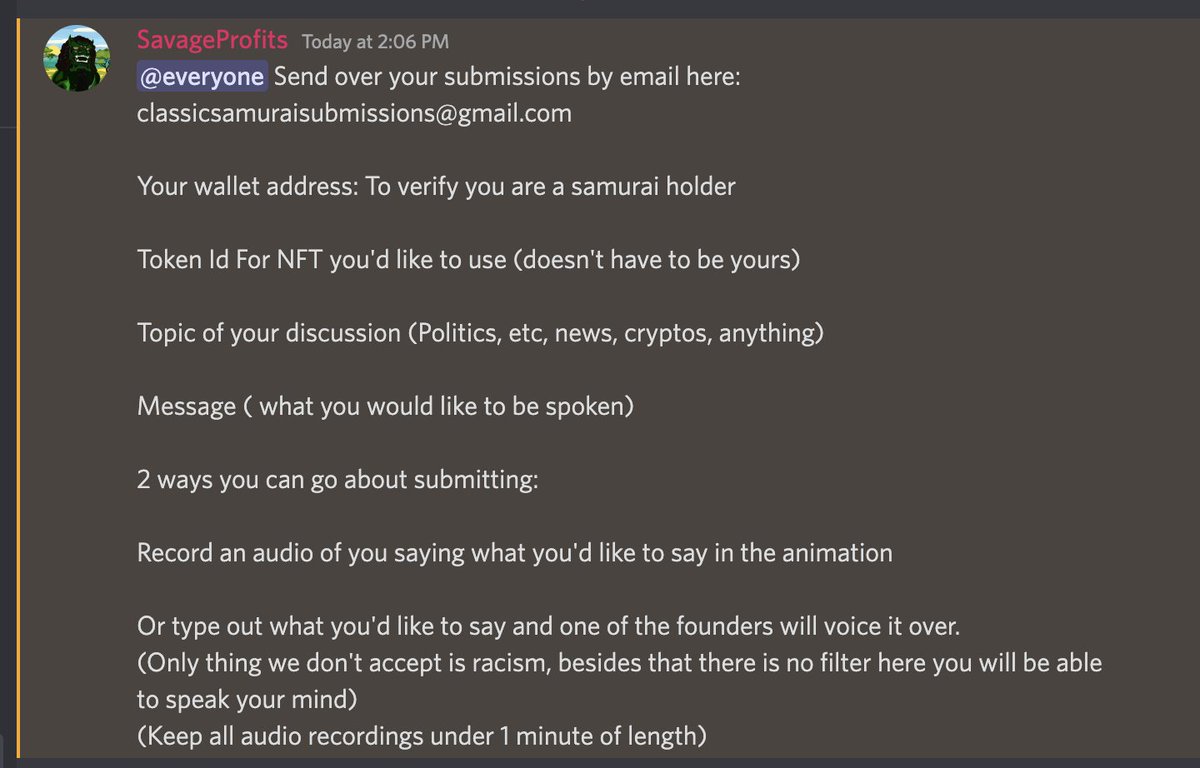 Good afternoon #ETCArmy‼️‼️

Submissions are now open for the Animations! Here's how to enter &amp; also check out the first one that was created:

classicsamurais.com/animations
classicsamurais.com/mint
discord.gg/U4CK7tNhGf

#ETC #NFT #NFTs #NFTCommunity #NFTdrop #NFTartist #nftcollector