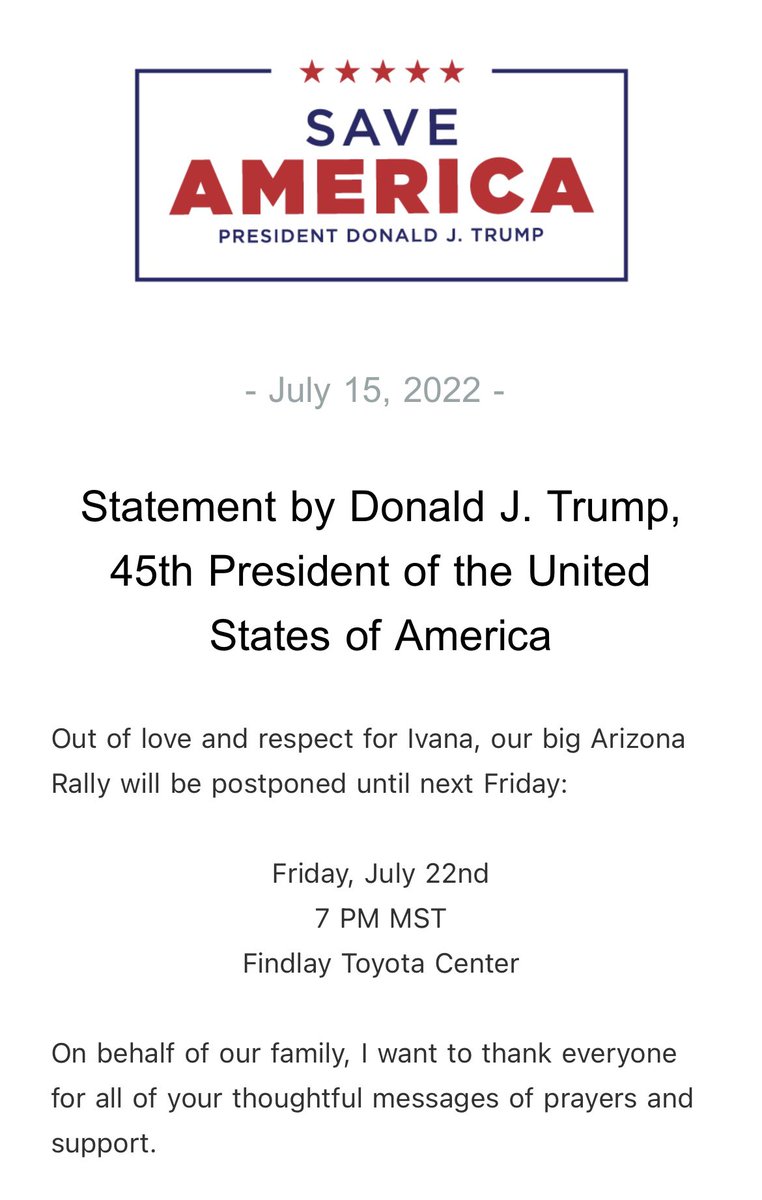 RSBNetwork's tweet photo. Statement by Donald J. Trump, 45th President of the United States of America https://t.co/3vAjXqNwW8