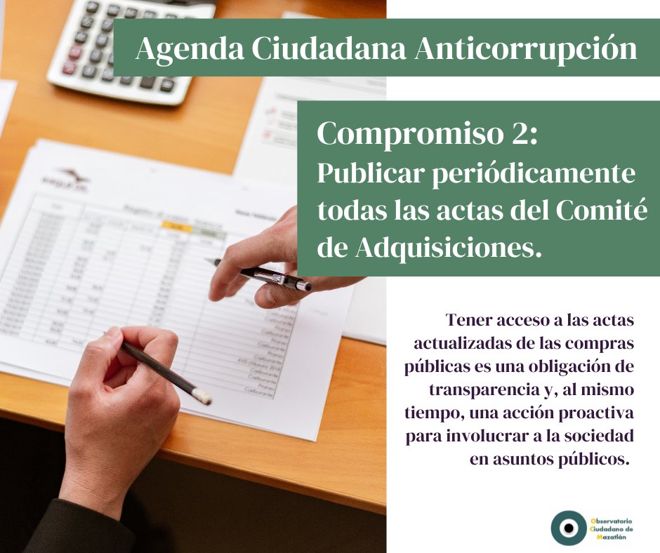 observatoriomzt's tweet photo. #En2021 propusimos de manera pública nuestra Agenda Ciudadana #Anticorrupción a l@s candidat@s a la Alcaldía de #Mazatlán. Ya la presentamos a los regidores para el seguimiento con el @AytodeMzt
🔎Son #10Compromisos mínimos de #Transparencia.
Aquí te compartimos el 2.👇👇 https://t.co/VChcMRO5Yk