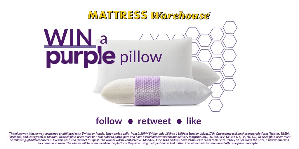 Today's #NationalGiveSomethingAwayDay &amp; we're giving something away to YOU! We're giving away one FREE Purple Harmony pillow per social profile (Twitter, FB, IG, &amp; TikTok) so you have 4 chances to win! To enter: like this tweet, follow us, &amp; retweet this tweet! Best of luck! 💜