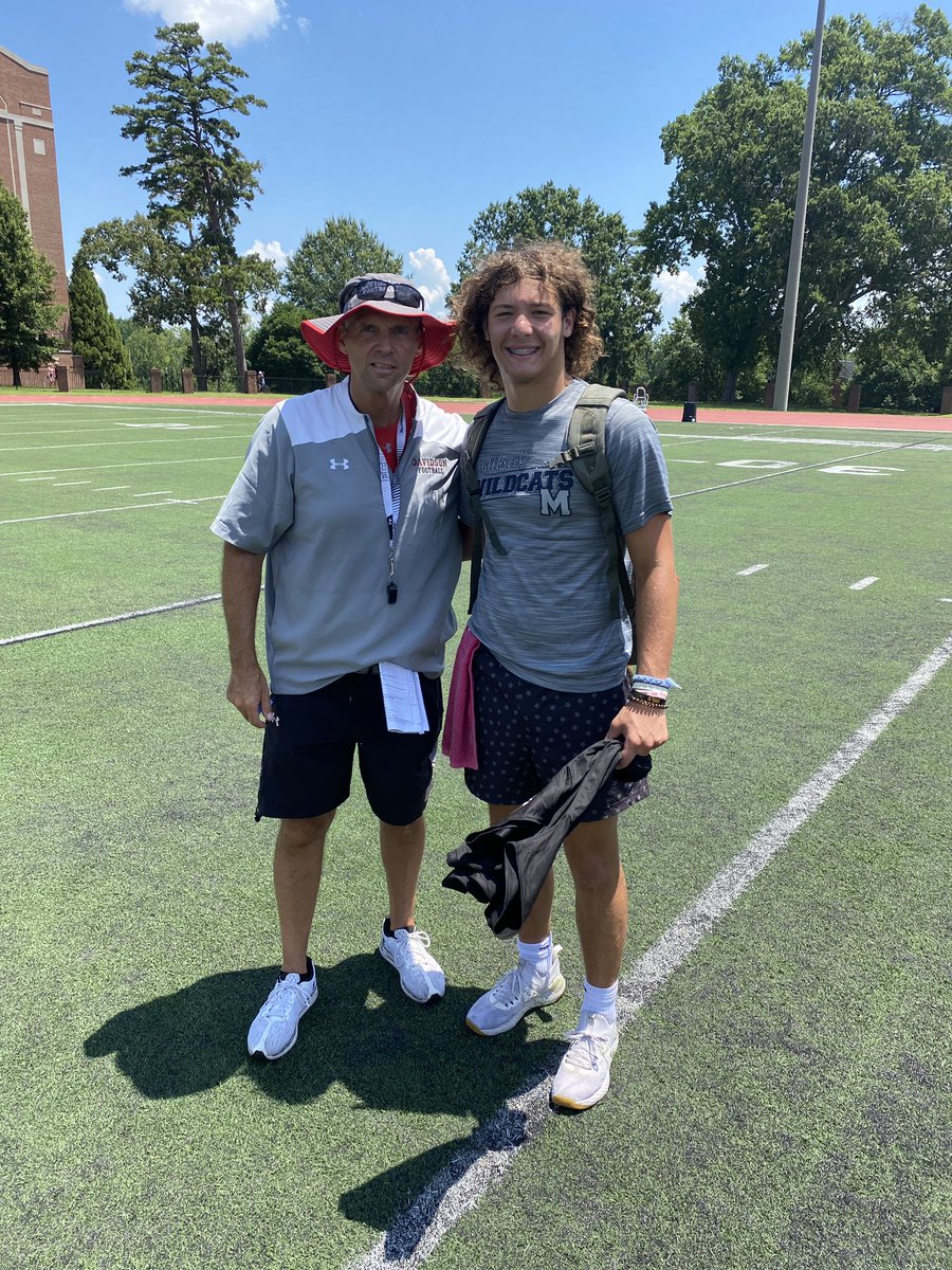 Great camp at @DavidsonFB today. Thank you @porter_abell8 for working with me. @MHSCatsFootball @247recruiting @FILMTOFIELD @Ebrooks6Ed @PrepRedzoneNC @Elite11