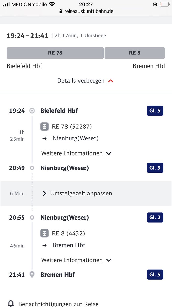 petersen1977's tweet photo. @DB_Bahn 
Gibt es am 16.7.22 Störungen oder Ausfälle für diese Strecke? https://t.co/O6q6tBMXOb