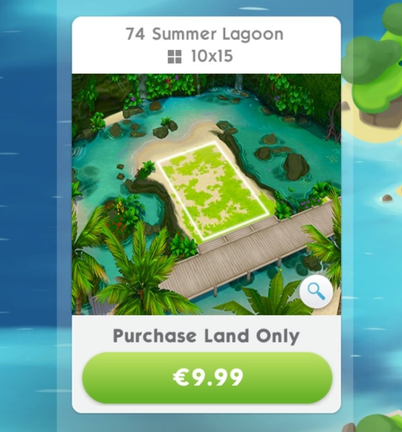 VSpanjic's tweet photo. For this price this lot should have a 4 level house filled with unique items, usable beach front (if not water). This is so disheartening. It is beautiful, I give you that, but as many things in this game, it has only that in its corner. @TheSimsMobile https://t.co/4v9FX2pr1C