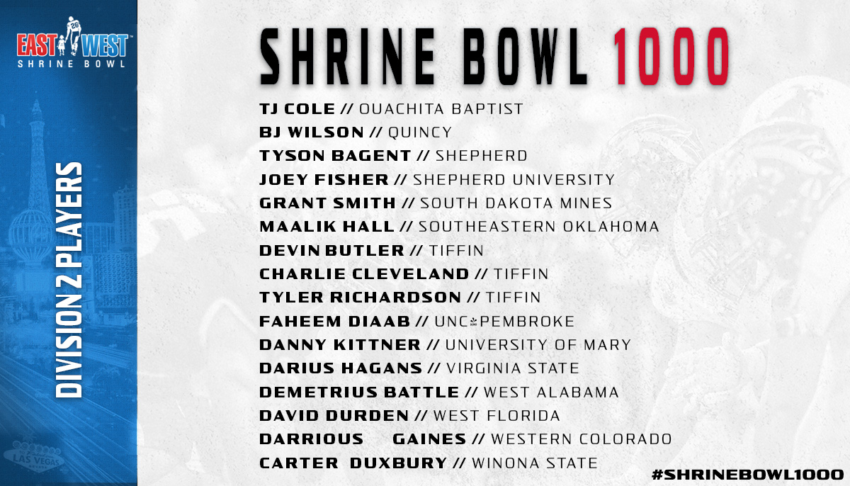 🏈#ShrineBowl1000:Division 2, 3 and NAIA Players

View Full List: shrinebowl.com/shrine-bowl-10…