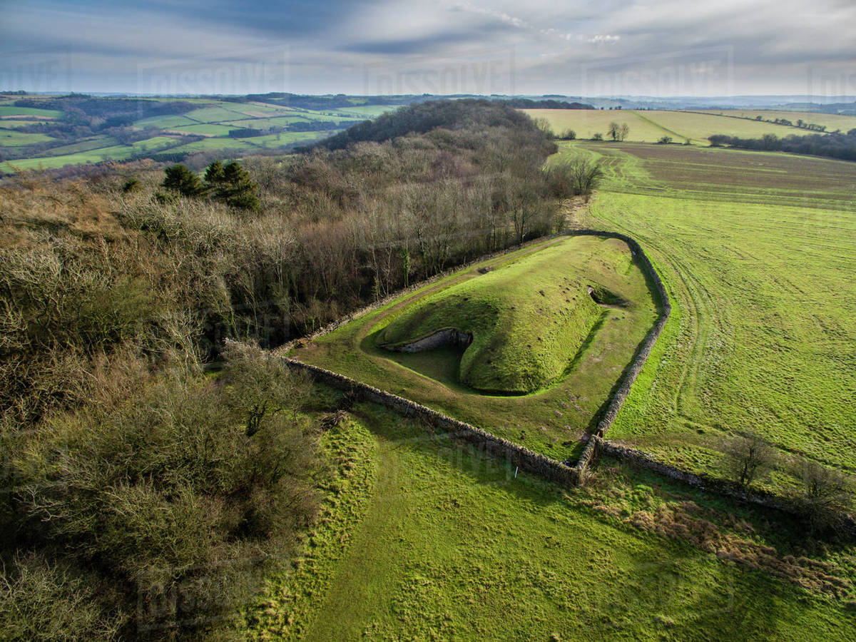 Belas Knapp, a neolithic chambered tomb along the Cotswolds Way trail, Engl...