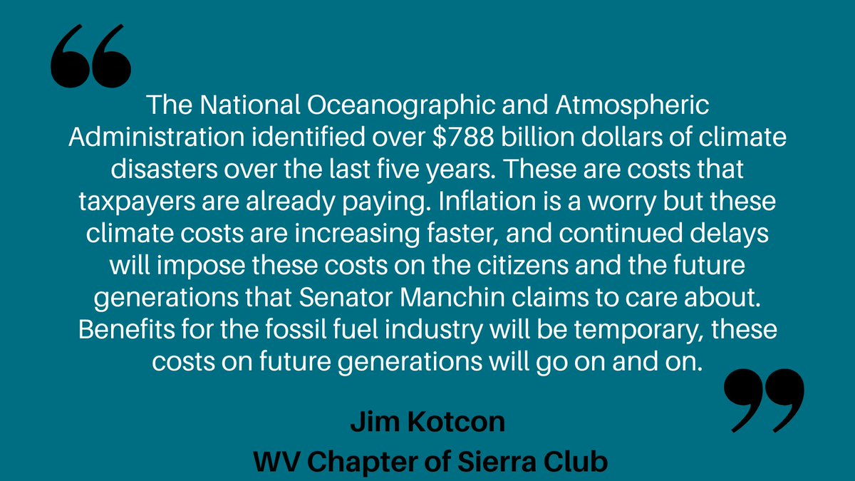 Benefits for the fossil fuel industry will be temporary, these costs on future generations will go on and on- <a href="/Sen_JoeManchin/">Senator Joe Manchin</a>