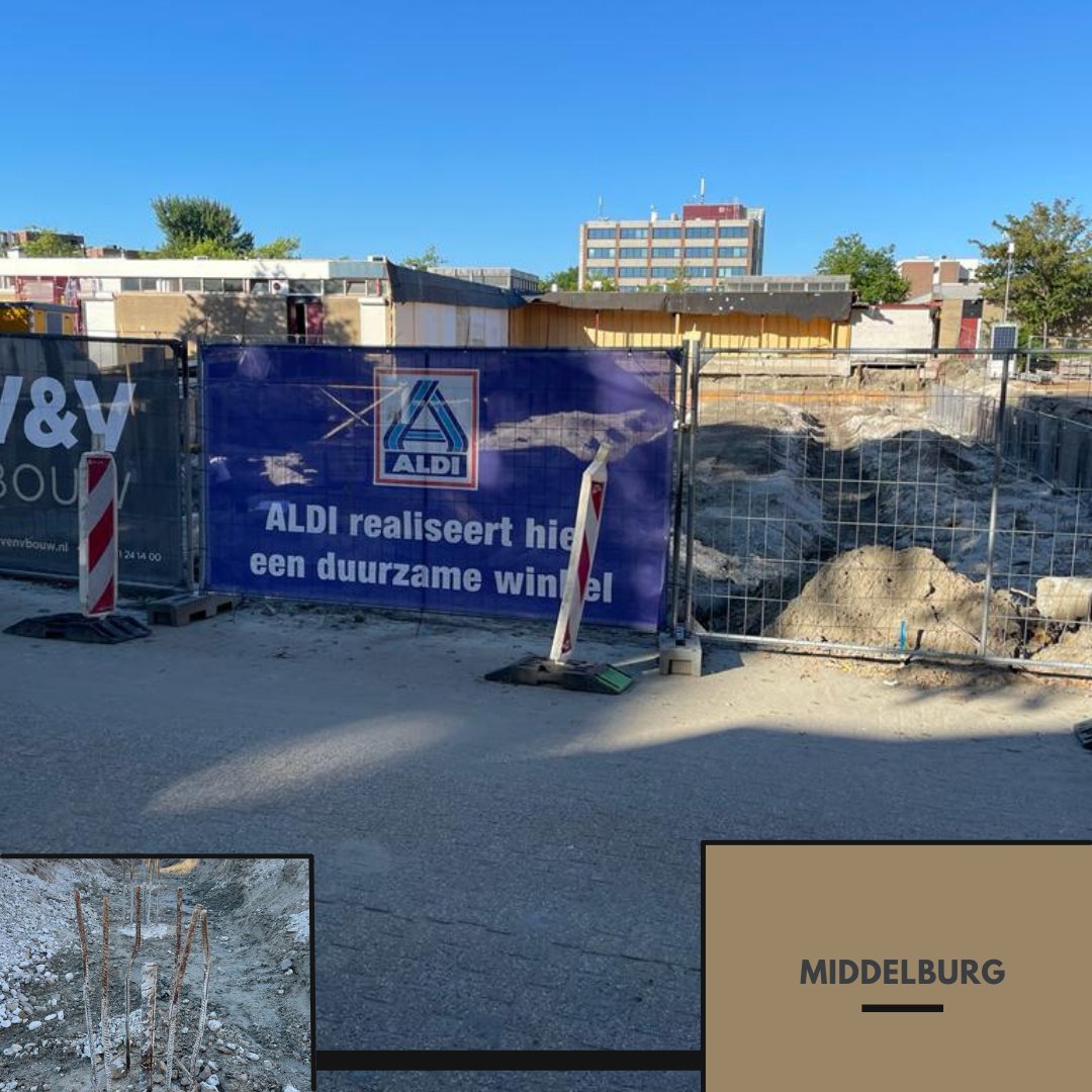 We zijn gestart aan een nieuwbouw project voor ALDI Vastgoed B.V. te Middelburg.

Het is een uitdagend project met een parkeergarage voor meer dan 30 auto's en een totaal winkel oppervlak van 2850 m2. 

De boorpalen zijn inmiddels aangebracht.