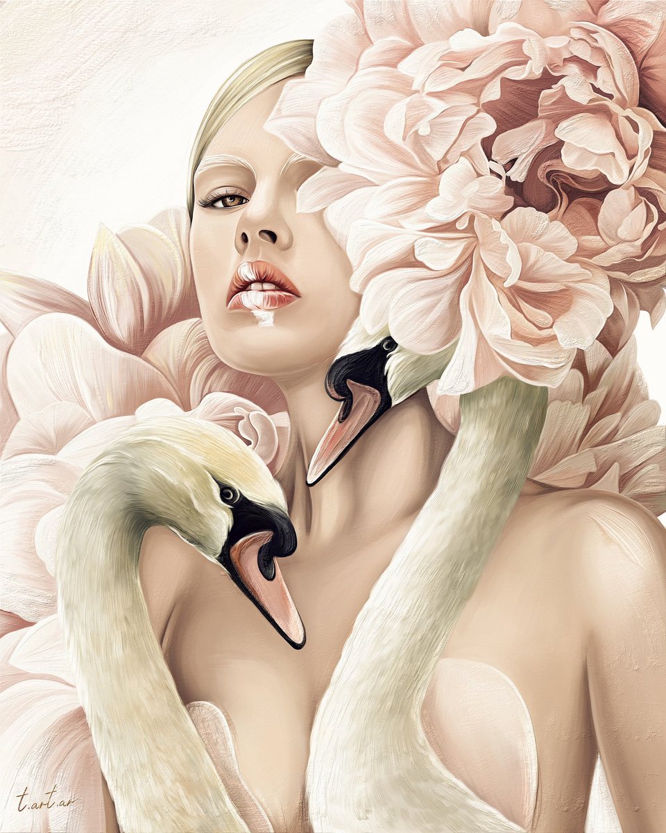 Anastasia_Aalt's tweet photo. "The body &amp; Flowers." 🦢🤍 The swan is a symbol of chastity, proud loneliness, and nobility. The delicate and light palette reflects the whole essence of my inner state. #GN #goodnight #NFTs #NFT #NFTCommunity https://t.co/wJNf7rts68