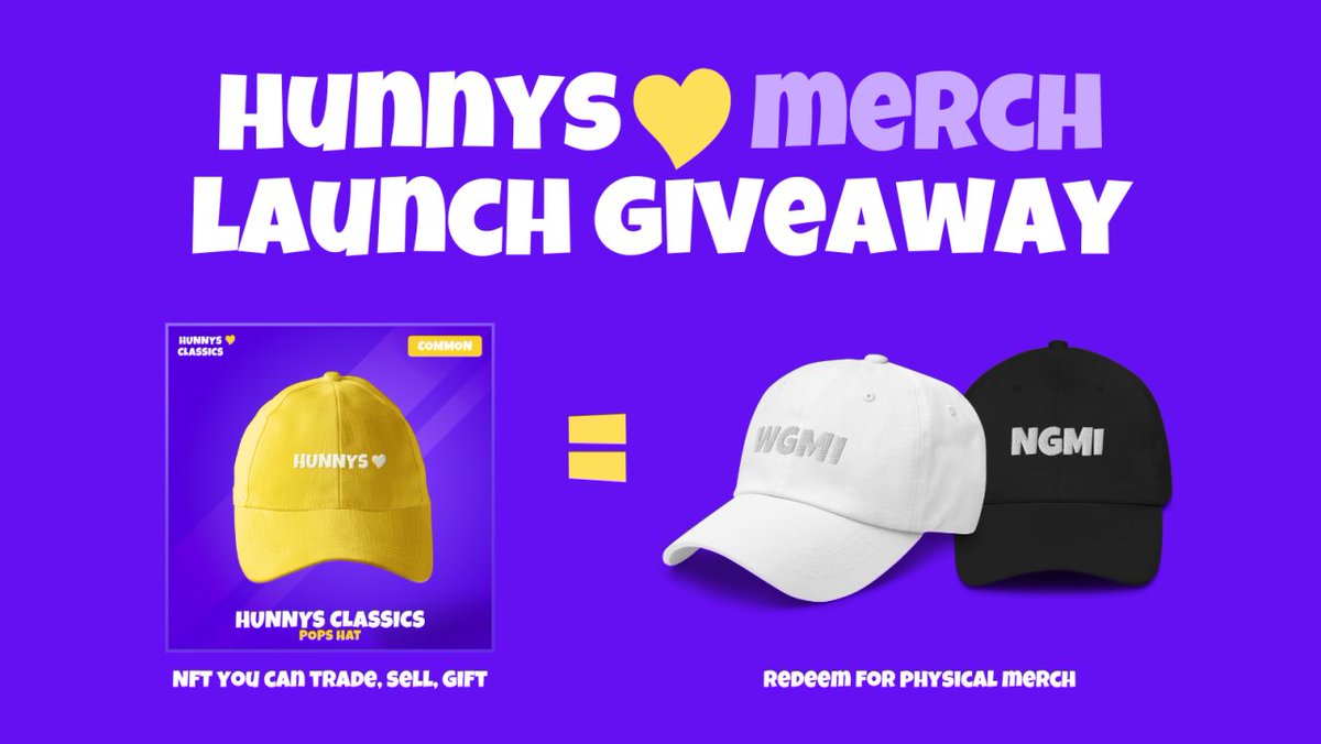 🚀Hunnys Merch Launch Giveaway🚀

Win a NGMI hat from our new blockchain merch shop launching SOON.

To Enter
Like, RT &amp; Tag 2 frens who NGMI 

✨Buy no-doxx NFTS with ETH
✨Get NFT to trade, sell, gift
✨Redeem for merch that matches your NFT #
✨New drops &amp; limited editio