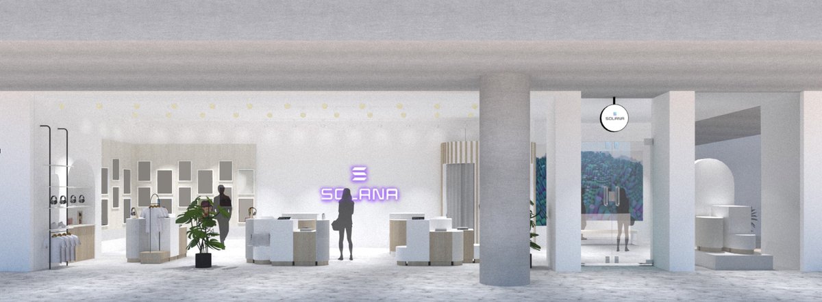 drip_haus's tweet photo. Welcome to the world of Solana, IRL. Coming very soon to NYC.

Here's the first visual of what the storefront will look like. 

See 🧵 for the full story of why we're building this. https://t.co/xN7iQquaoU
