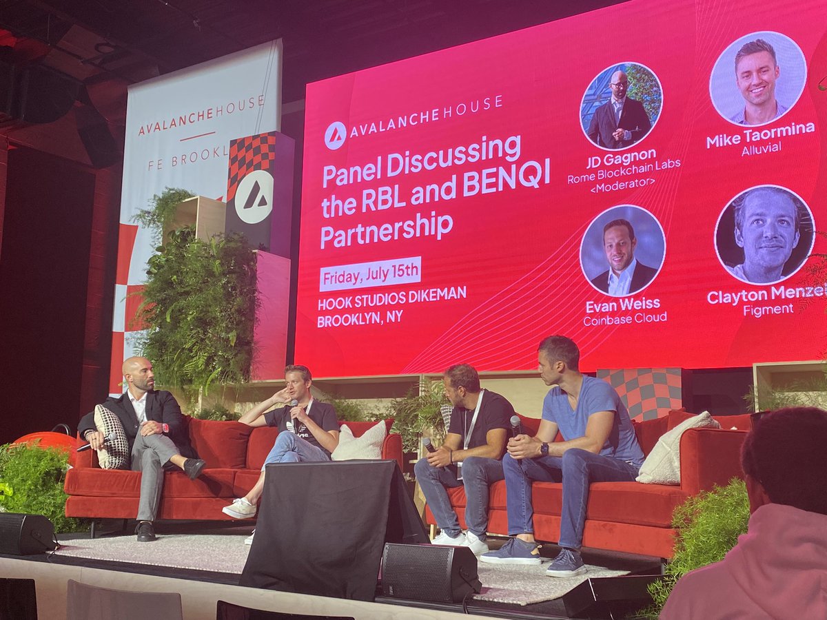 garbnzgh's tweet photo. Big new today from @MikeTaormina / @alluvialfinance at #AvalancheHouse with @evweiss1 from @CoinbaseCloud and @menzel_clayton from @Figment_io announcing @romeblockchain / @BenqiFinance are joining to offer enterprise-grade AVAX liquid staking @avalancheavax https://t.co/KGtGd08elc