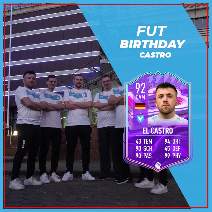 FUT Birthday 🥳

Gestern hat <a href="/elcastro22/">Castro</a> gemeinsam mit euch im Stream seinen Geburtstag gefeiert. Für uns ist das genau der richtige Anlass für eine FUT-Birthday Karte. 
Würdet ihr diese Karte spielen? 😜

#easportsfc #fifa22 #fifa23 #easportsfifa #fifaut #twitch #esport #gaming