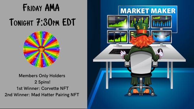 AWC_TheClub's tweet photo. Join us tonight at 7:30pm edt on twitter spaces while we spin the wheel to giveaway a Corvette &amp; Mad Hatter Pairing NFT. All you need is a “Member’s Only” NFT for your chance to win. 

Link to AMA: https://t.co/mgyaeQ44aJ

#madhattersociety #clublife #membersonly #awrt #awb https://t.co/E0Je3fJl3I