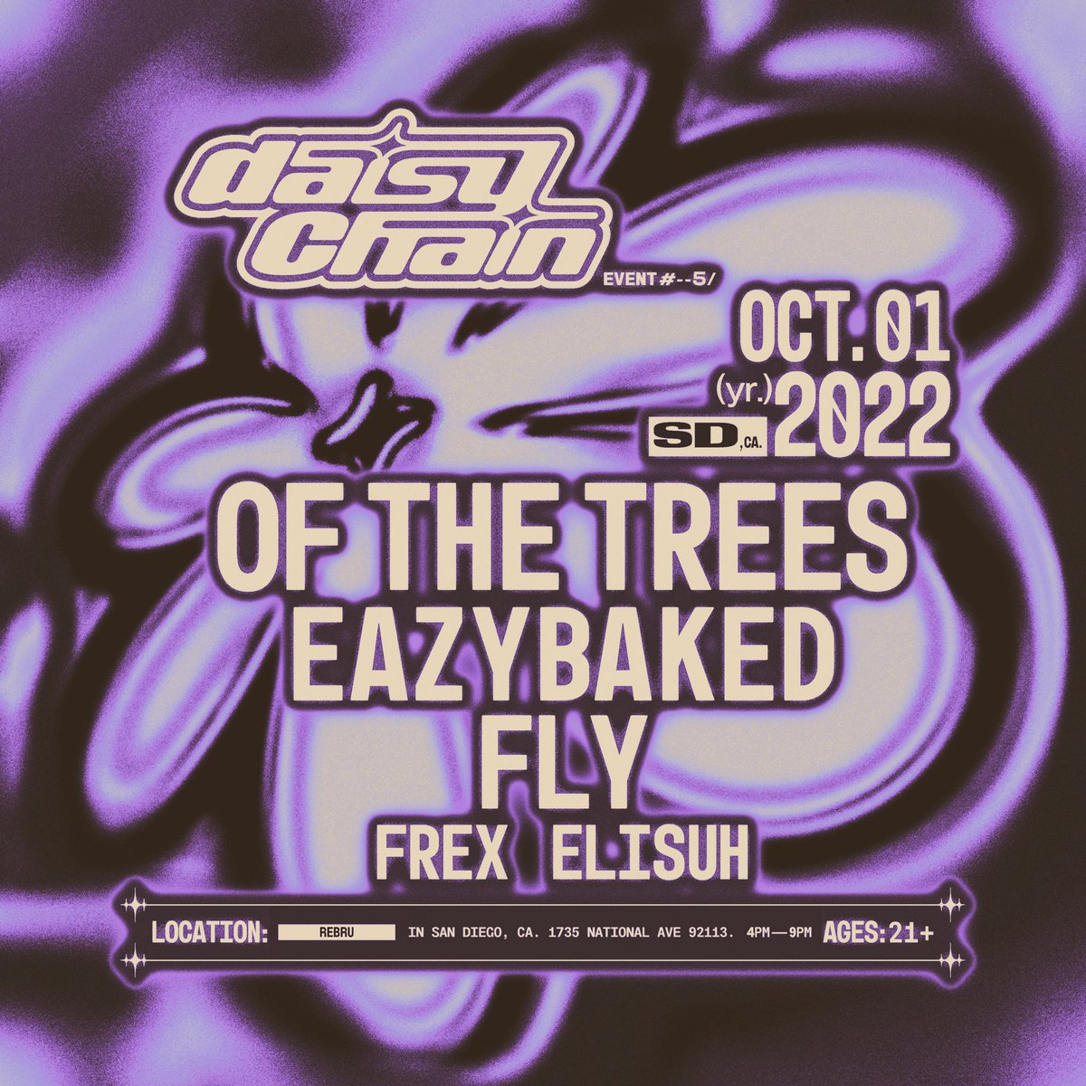 Daisy Chain (@daisychain_sd) on Twitter photo 🚨SHOW UPDATE🚨
the <a href="/OfTheTrees/">of the trees 🌿</a> show date has been moved to OCTOBER 1ST + will now be held at ReBru Spirits in Barrio Logan
tag your homies to speak the word 💐⛓ 🚨SHOW UPDATE🚨
the <a href="/OfTheTrees/">of the trees 🌿</a> show date has been moved to OCTOBER 1ST + will now be held at ReBru Spirits in Barrio Logan
tag your homies to speak the word 💐⛓