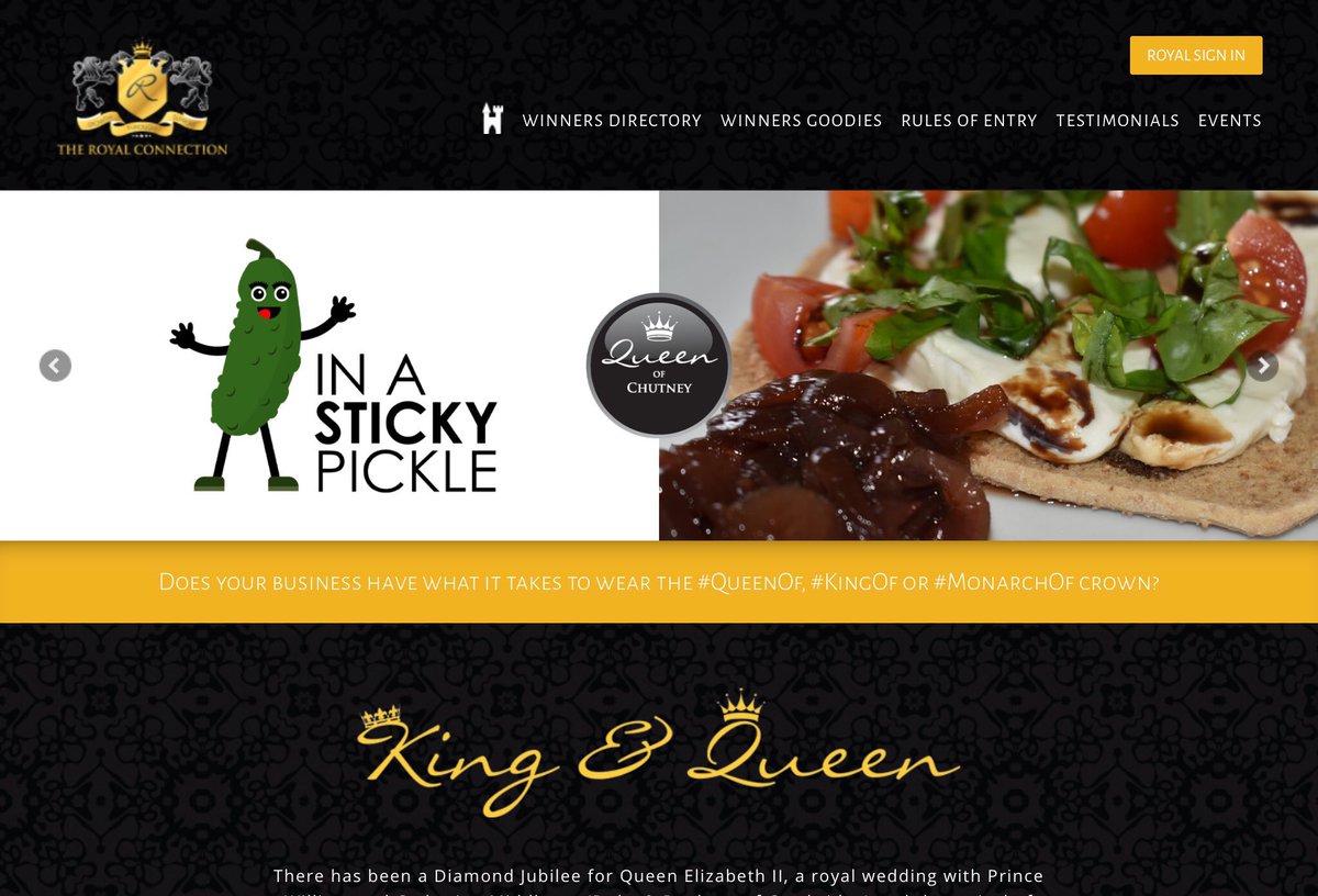 Fancy getting some regal rewards as a #smallbusiness? Take part in my #QueenOf, #KingOf &amp; #MonarchOf day #competition every Thursday 9am - 9pm! Check out <a href="/InAStickyPickle/">In A Sticky Pickle</a> badge &amp; promo slide! :-) theroyalconnection.co.uk #FemaleEntrepreneur #Male #Entrepreneur #LGBTQ