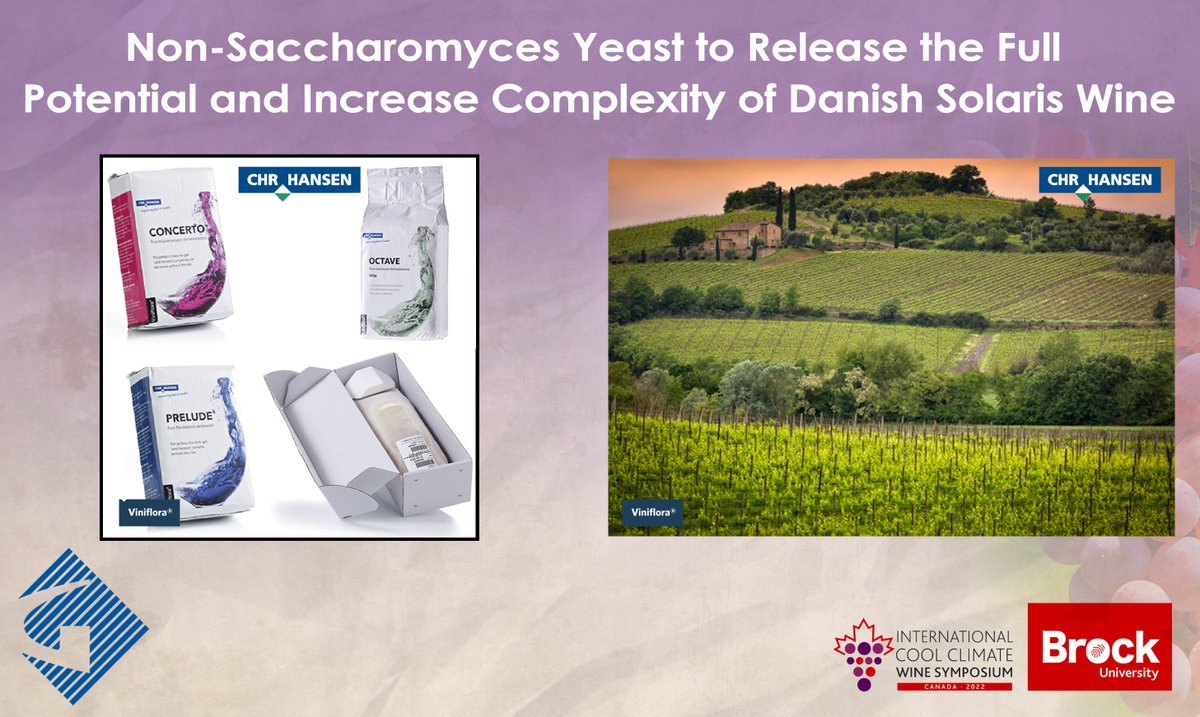 Check out CHR. Hansen’s poster that will be at Cool Climate Wine Symposium on 'Non-Saccharomyces Yeast to Release the Full Potential and Increase Complexity of Danish Solaris Wine.' CHR. Hansen also has two talks coming up on Monday and Tuesday. 
@Chr_Hansen #Gusmer #Gusmerwine