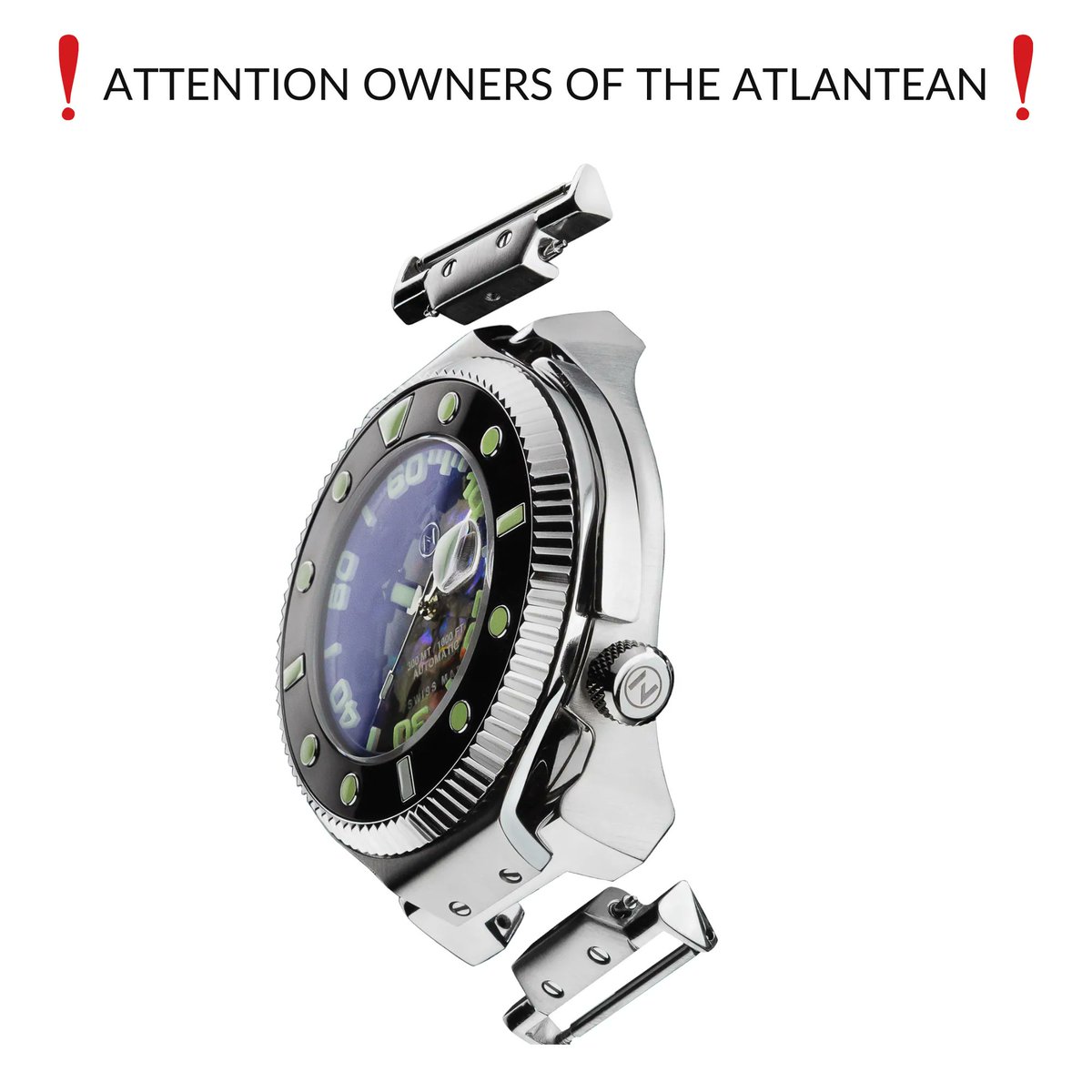 NoveWatch's tweet photo. ❗❗ We have listened to your comments! We have developed a special lug end-piece that will allow you to interchange the bracelet with any strap. 
.
It’s FREE of charge to all our Atlantean owners.
.
Please fill in the registration form to redeem yours. 👉 https://t.co/wKT0bEWneN https://t.co/1oR2slluY5