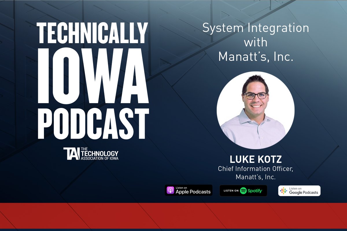 BusinessIOWA's tweet photo. When it comes to Manufacturing 4.0 technology at 
@manatts, CIO Luke Kotz shares, “Digital transformation is upon us and that’s a really exciting place to be.��� Listen to the @TechnologyIowa podcast to learn more about system integration: https://t.co/PUlYWW0wrC. #Iowamfg https://t.co/aBt6vBUrwK