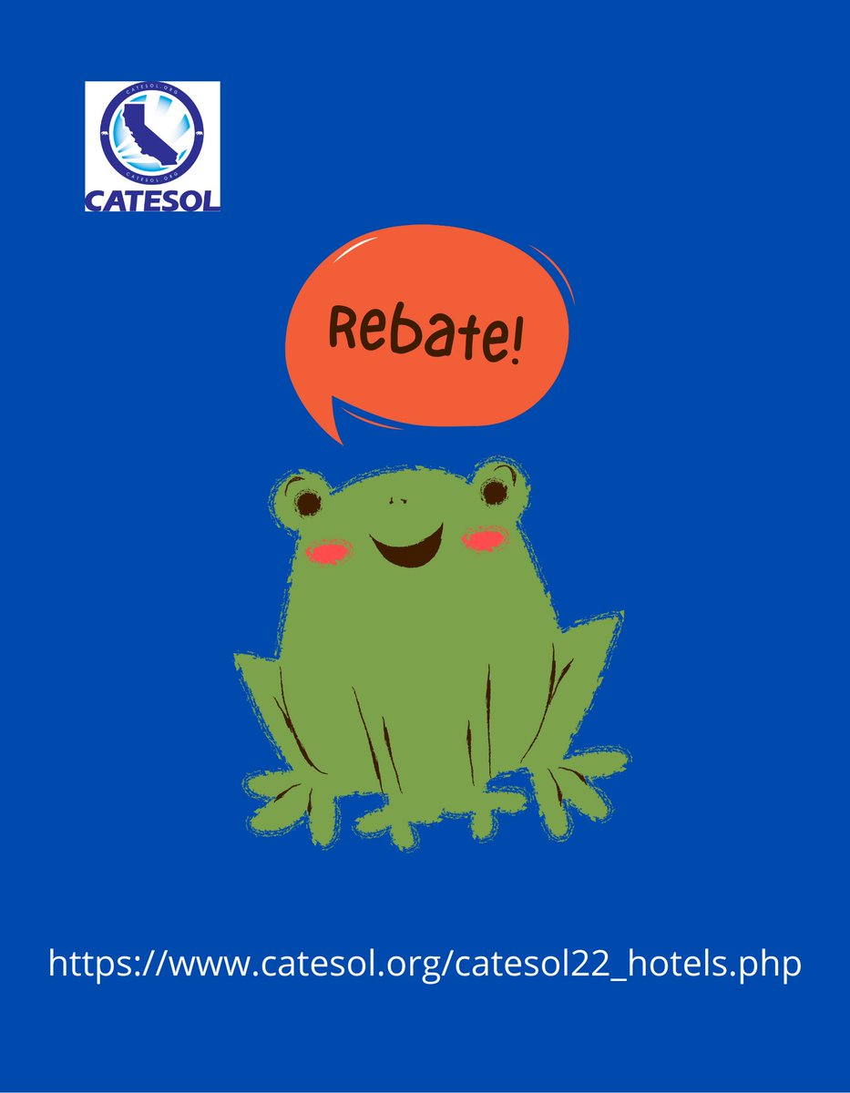 The Early Bird registration deadline for the 2022 CATESOL State Conference is July 31st. If you make your hotel booking in one of the convention hotels by July 31st, you can get a $75 rebate.  Go to:
catesol.org/catesol22_regi…
#catesol22
PS -What did the frog say to the early bird?