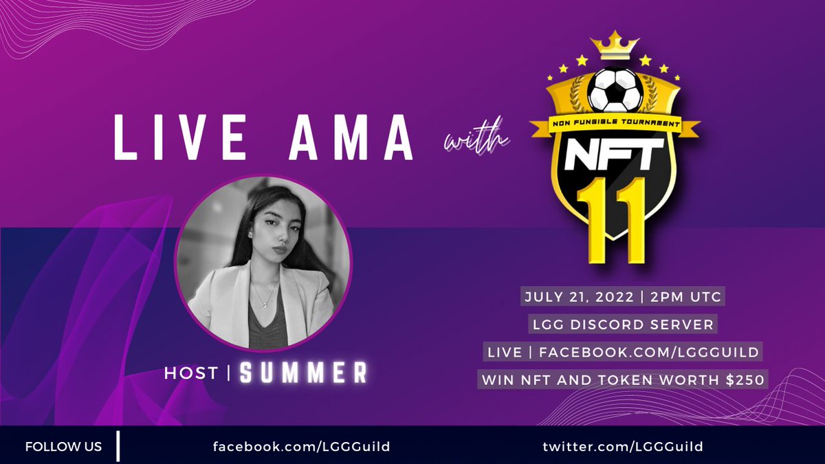iamhestiaaa444's tweet image. ✨LIVE #AMA WITH NFT11 Official ⚽✨
🗓 JUL 21, 2022 | 2PM UTC
📍  LGG DISCORD SERVER 👉 discord.gg/TerBq4jwZN
🎬 LIVE | LGG Facebook Page
------------------------------------------
GET A CHANCE TO WIN $250 WORTH OF NFT AND $NFT11 TOKEN‼✨

#AMA #NFTGiveaway #NFTs #GameFi