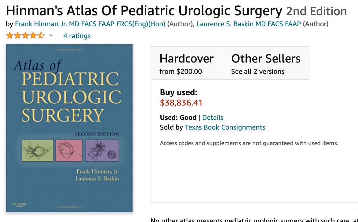 Finding out a lot of pediatric urology texts are out of print. 
Maybe if I cut back on avocado toast I could buy a used copy…
 #urology #outofprint