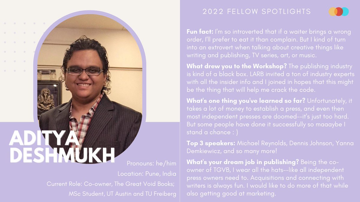 LARB_Workshop's tweet photo. 4 weeks at the #LARBPublishingWorkshop have flown by and our Fellows are soon to make their debuts in the publishing world. Say hi to @SEliz_IsWriting, @LauraSchmitt_ @thegreatvoidb and @ampruett32, current and future booksellers, editors, marketers, and small press founders!👋 https://t.co/stBKdHK9xr