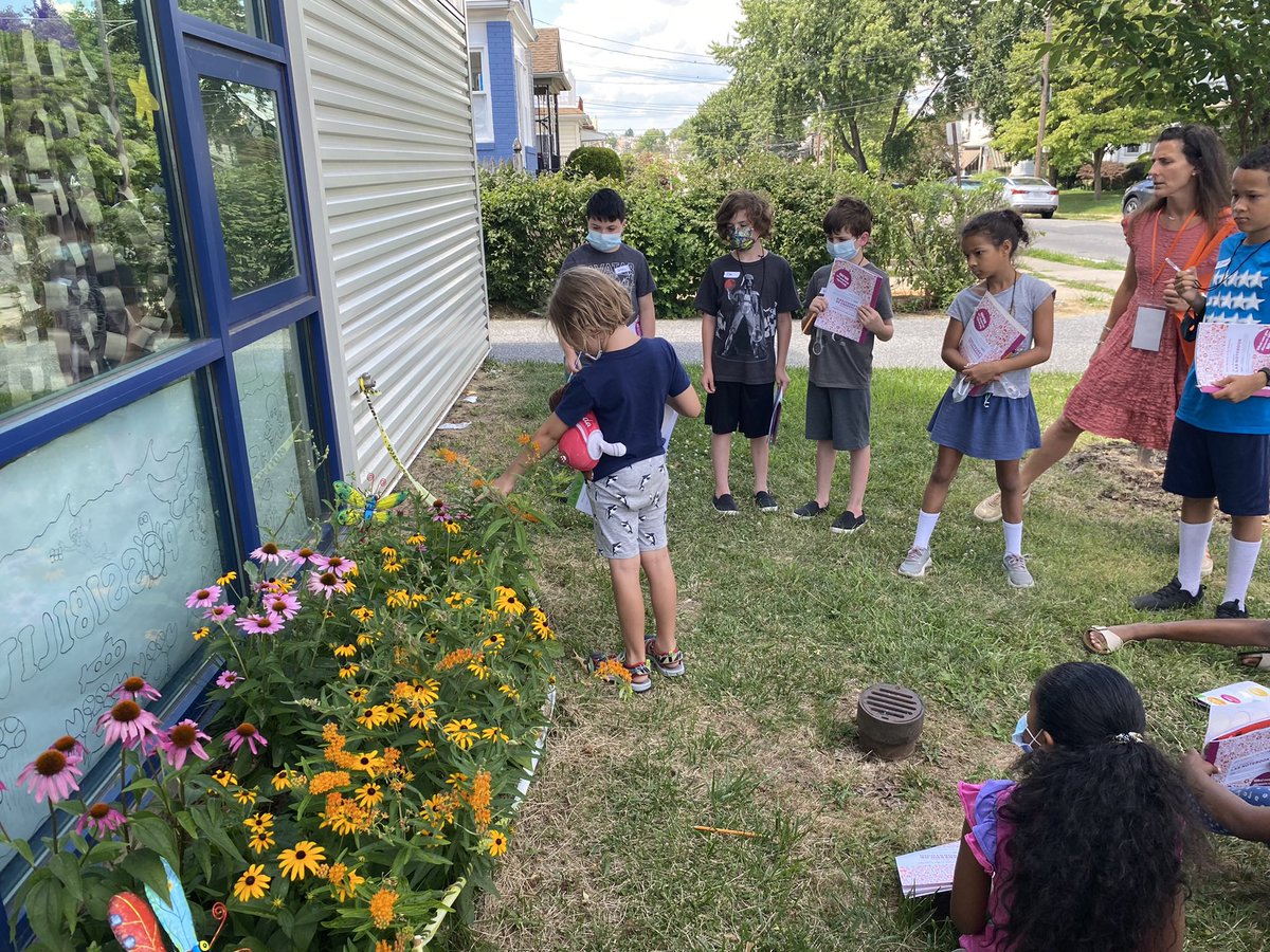 UDLibs's tweet photo. This week, we hosted #ScienceintheSummer at our Municipal Branch and kids learned how to Be a Biologist! For part of the class, students went outside to observe and describe natural life around the library, including the garden of native plants! #GSKSIS @TheFranklin @GSK https://t.co/kGf0H9K6XT