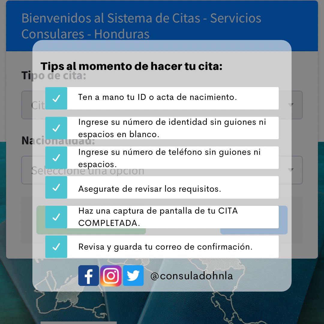 consuladohnla's tweet photo. Te dejamos estos tips que serán útiles al momento de programar tu cita en https://t.co/8yFqDuQxLX #accionconsularhn #accionconsularla https://t.co/vrNihrqsHA