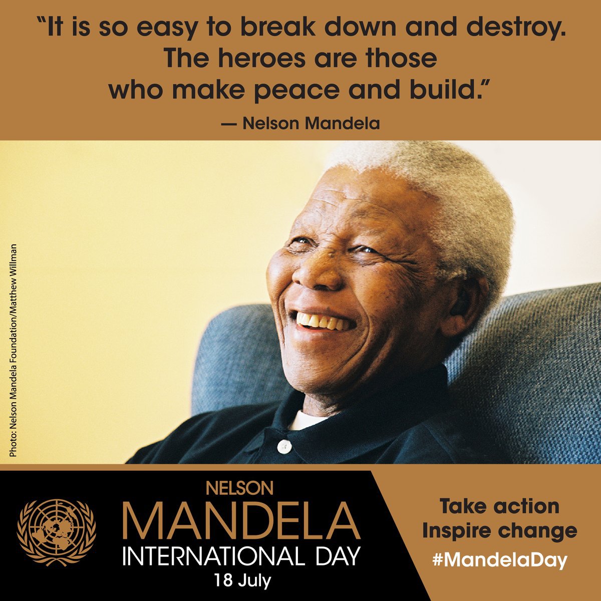 UN's tweet photo. On Monday's #MandelaDay &amp; every day, Nelson Mandela's words inspire us to "ensure that democracy, peace &amp; prosperity prevail everywhere". https://t.co/4iOUFODiZv https://t.co/xjIAT4VH6E
