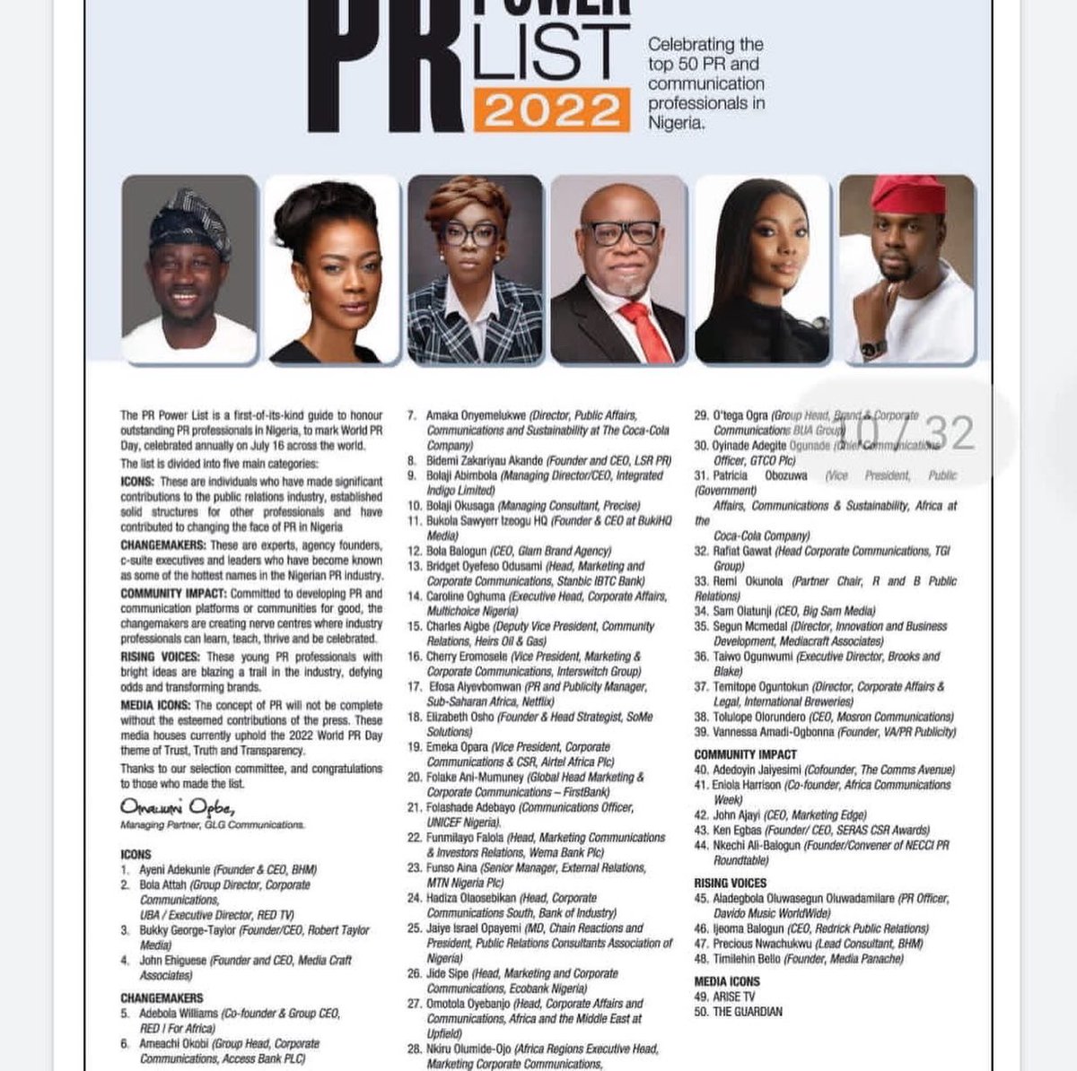 Congratulations our dearest boss @bolyjay3

We are very proud of your latest recognition.

Aside: we go wash am o.

#WorldPRDay #IntegratedIndigo #GLG #PowerList2022 #PR #PublicRelations