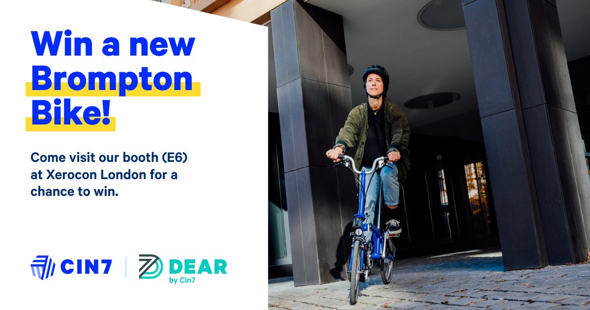 Cin7online's tweet photo. We can't wait to reconnect at #Xerocon London next week with our community and meet some new faces! Come by our booth to be entered in a chance to win a new Brompton bike and hear from our experts on all the new things we've been working on #Cin7 #DEARSystems https://t.co/iuAi4XI6QJ