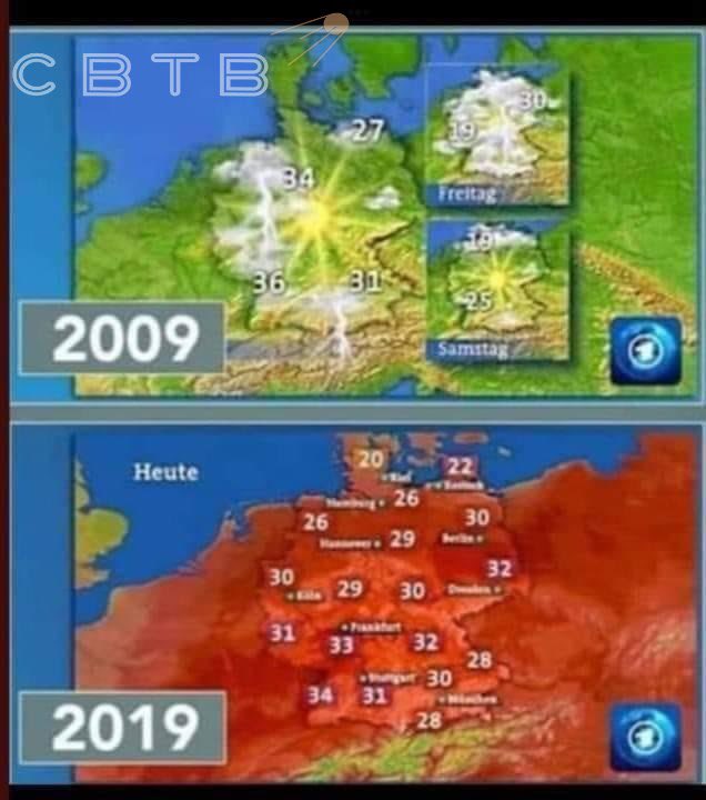 msvetov's tweet image. Глобальное покраснение: как прогнозы погоды за 20 лет стали страшными.

Если сравнить прогноз погоды в 1995 и 2022, то разницу в температуре обнаружить невозможно, зато смена цветовой подачи сразу бросается в глаза сразу. Наука!