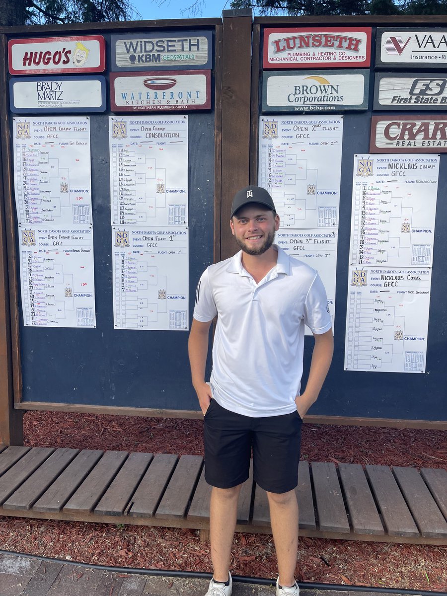 ndga2020's tweet photo. The good news…… Kolby Kuenzel just had a Hole In One at the NDGA match Play ⁦@GFCountryClub⁩ …….. the bad news he’s the 2nd player this year to not enter the ⁦@ndfutureofgolf⁩ Jackpot!! https://t.co/fbTOsYa6M6