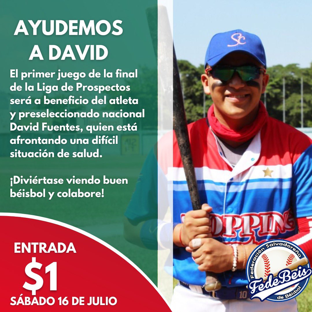 FedeBeis_SV's tweet photo. #CopaUTEC🏆⚾️ Colaboremos con esta noble causa a beneficio del atleta David Fuentes. Los esperamos este sábado a las 3:00 pm en el Saturnino Bengoa https://t.co/HlfrgCYh2T
