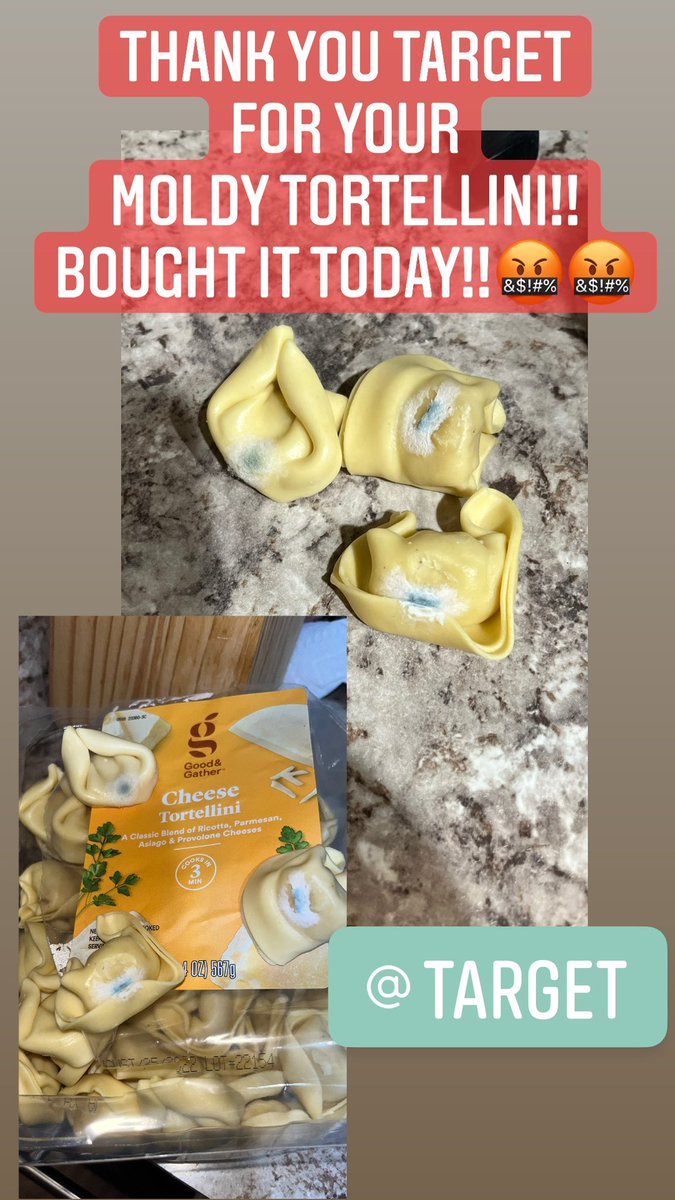 MrsBruns_'s tweet photo. Thank you @Target for the moldy tortellini! Bought it today at 1:00!! 🤬🤬 #target #goodandgather https://t.co/BeGzmJhR9I