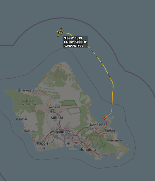 ameliairheart's tweet photo. .@GenAtomics_ASI MQ-9B N390MC as BWDSWD33 (Broadsword 33) flying out of MCAS Kaneohe Bay, HI for another sortie as part of RIMPAC 2022. #ADSB #A483DF https://t.co/F3TYKkrZSc