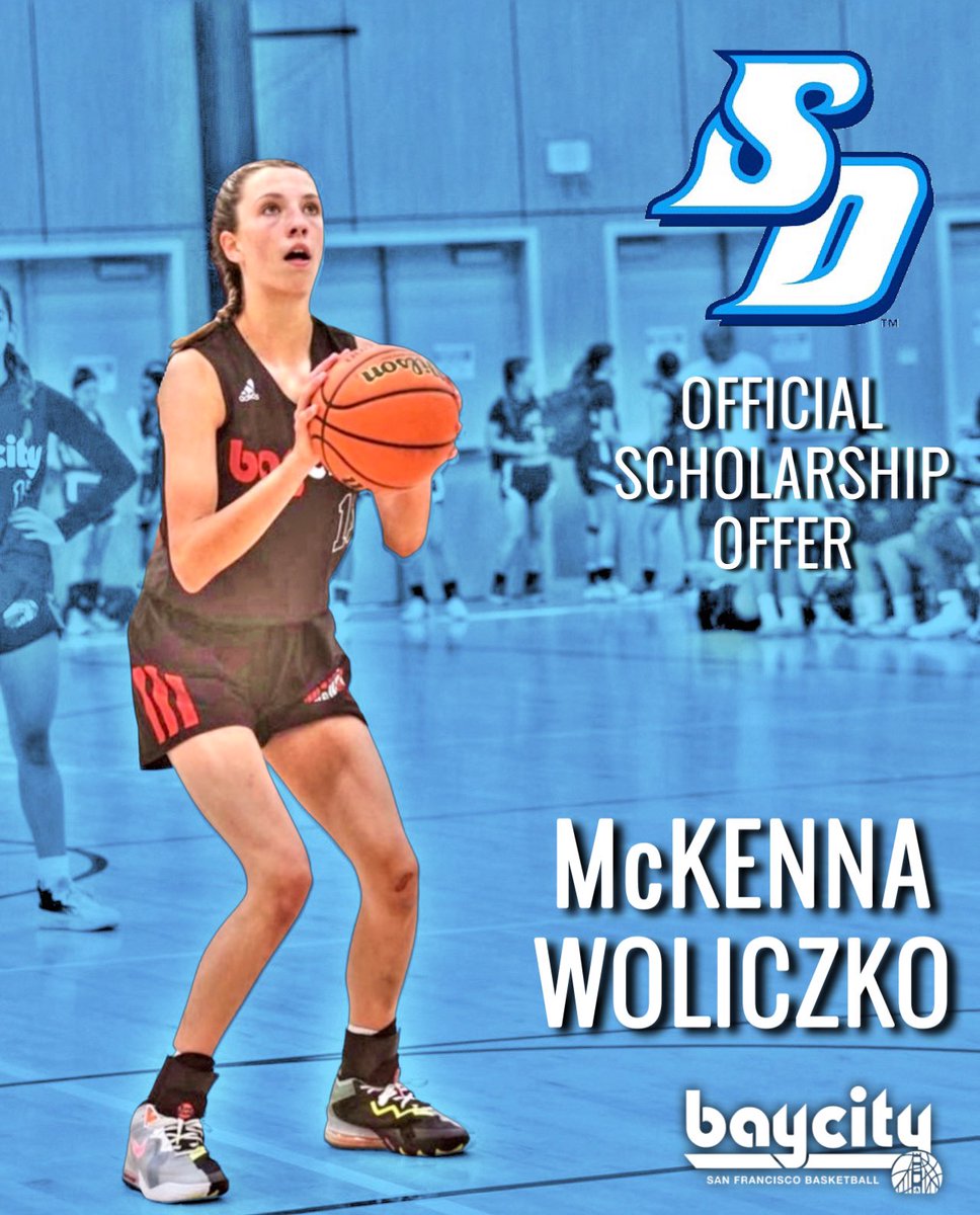 baycitygirlsbb's tweet photo. Congratulations to McKenna Woliczko ‘26 on her offer from coach Cindy Fisher & @USDwbb !
Keep working McKenna! @McKennaDub @finesthoops @simplyy_bball @NorCalPreps @ShaneLaflin @HaroldAbend @bballjkey @JLEnterprises @AWoliczko
#baycitylife #repthecity #threestriplife https://t.co/n2pIpC70Yd