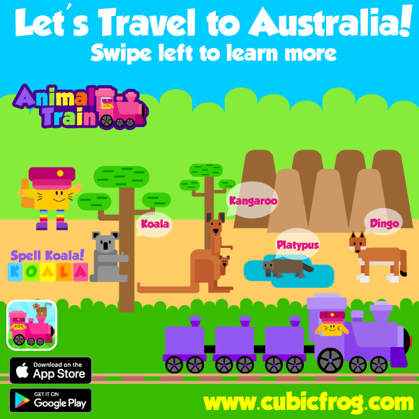 CubicFrog's tweet photo. Cubic Frog wants to learn Australian animal names. Would you like to join him? 🦘🐨
#cubicfrogapps #cubicfroggames #animaltrain #appforkids #Australia #educationalapps #educationalappforkids #learningappforkids https://t.co/aHB8W5bIZT