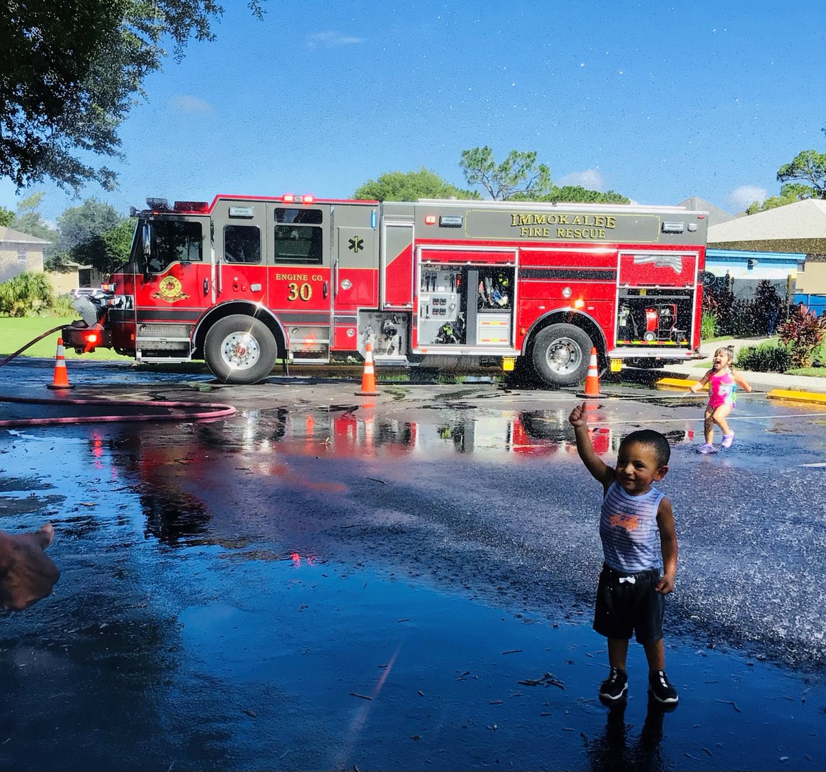 Pathways students gave a thumbs up to the fire truck visit today. The school was full of big smiles as they were sprayed with water. Thank you to the Immokalee Fire Control District for providing a great experience to our future leaders!
 #firefightersrock #immokaleefire