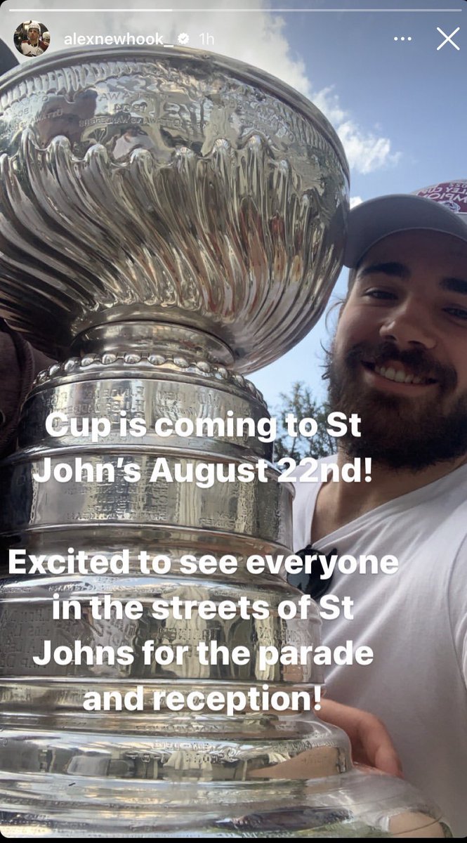 PremierofNL's tweet photo. The cup is coming to St. John’s, Newfoundland and Labrador!

We are looking forward to celebrating @AlexNewhook_ and his family with some fun events planned. Stay tuned! 

📸:@AlexNewhook_ https://t.co/gi8ZjOaJvz