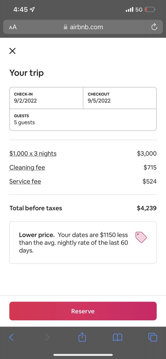 koshkamarks's tweet photo. @Airbnb your prices are completely insane. Big nope. As if stripping the beds and completely cleaning the house before vacating wasn’t enough. I’ll just stay at a hotel and get pampered. https://t.co/GL6BhkH4Jv