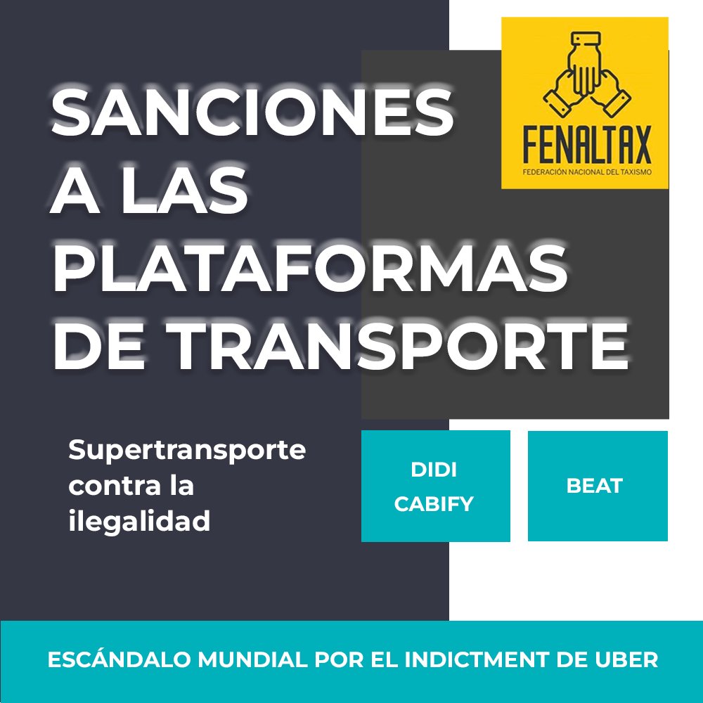 Voluntad política y administrativa por parte de la superintendencia en contra de la ilegalidad, acompañado del escándalo mundial por parte de uber en el indictment.

Comunicado Fenaltax 👉🏻 bit.ly/3zaWLhd

#SiempreUnidosSiempreTaxi 🚕🇨🇴